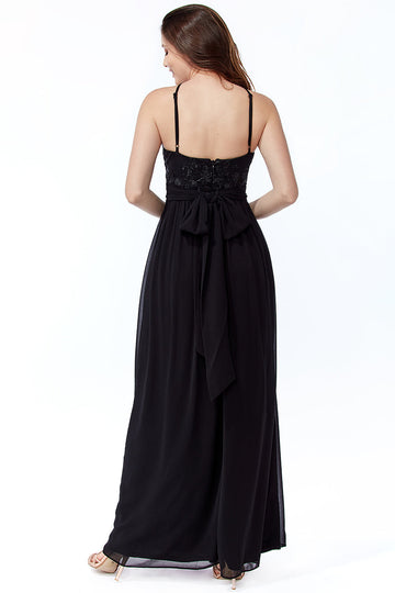 Lace Halter Neck Chiffon Skirt Dress Goddiva